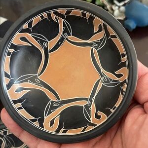 2/Hand Carved & Dyed Soapstone 6" Elephant Plate